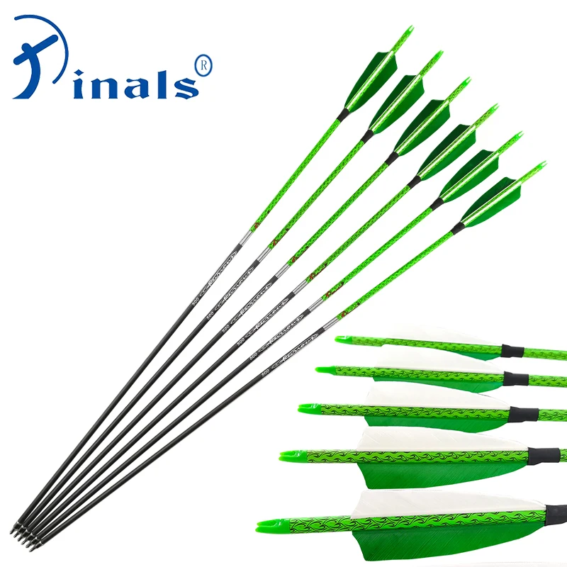 

Pinals Archery Hunting Carbon Arrows Spine 300 340 400 500 600 Shaft Turkey Feather Nocks Compound Recurve Bow Shooting