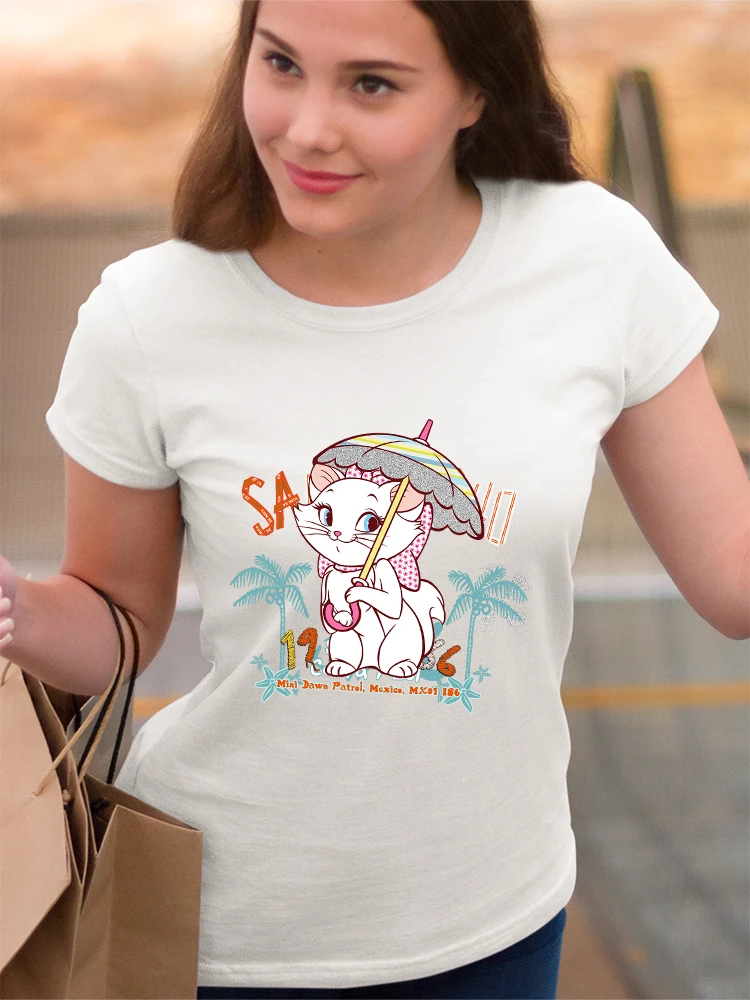 

Disney Marie Cat The Aristocats 2022 Summer T Shirt Women New Arrivals Top Brand Printed Funny Ropa Tumblr Mujer France Hipster