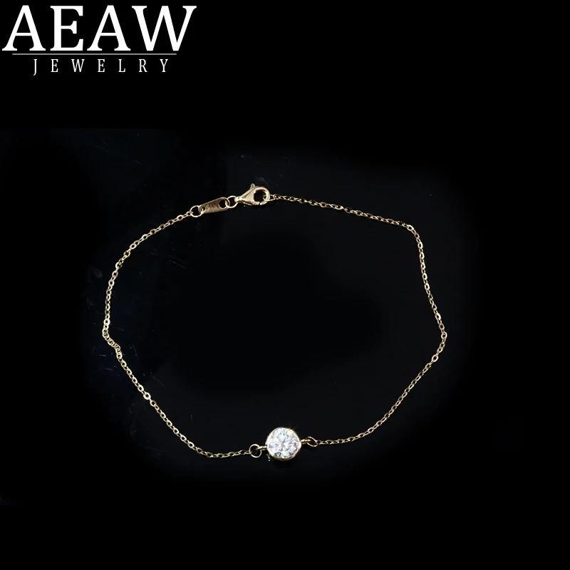 AEAW Solid 14 к белое золото 6 5 мм 1.0ct лабораторный браслет из муассанита с бриллиантами