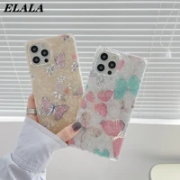 ladies phone case for iphone 13 11 12 pro max xr se 2020 7 8 plus xs colorful luxury square butterfly flower shockproof cover