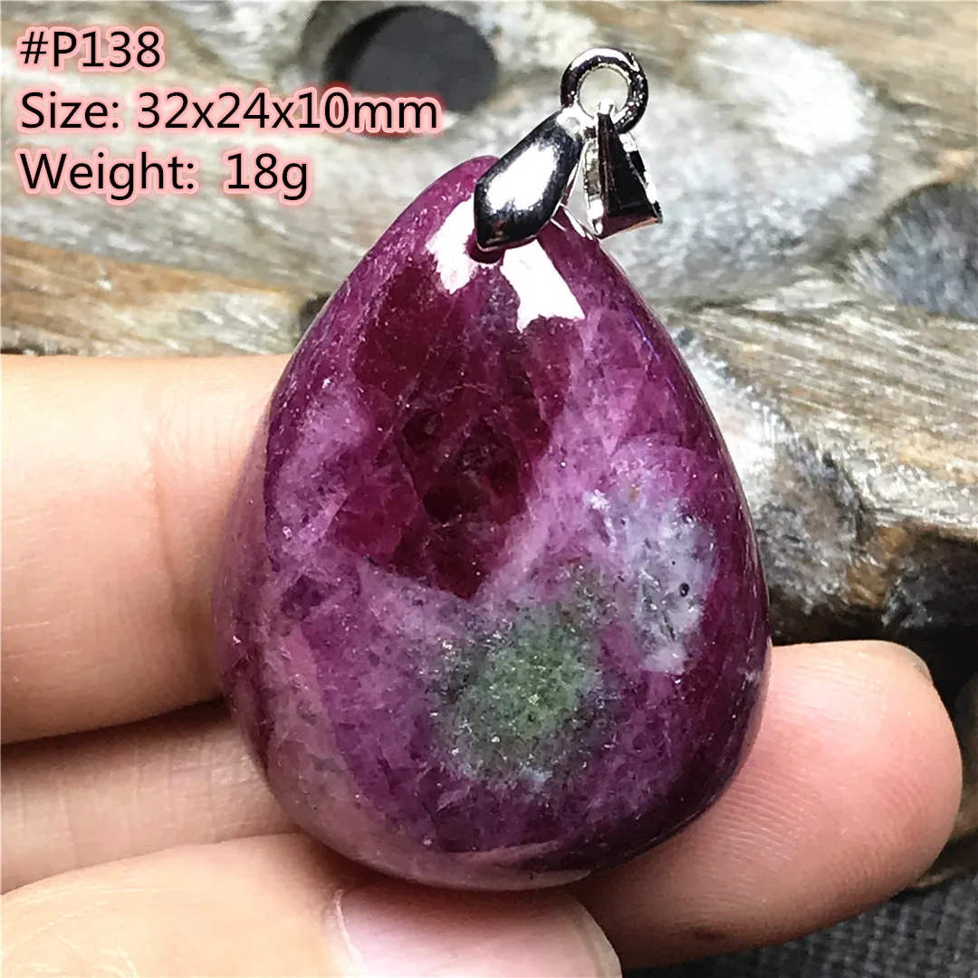 

Top Natural Ruby Zoisite Tumbled Stone Pendant Jewelry For Women Men Healing Luck 32x24x10mm Beads Crystal Silver Gemstone AAAAA