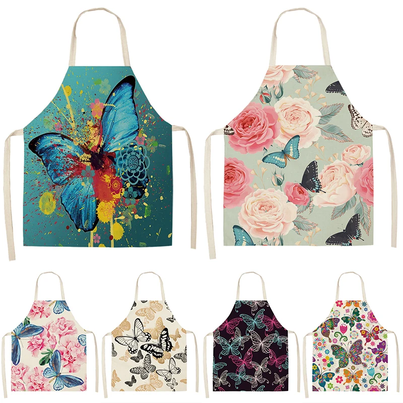 

Обувь с украшениями в виде цветков и бабочек платья без рукавов с принтом в виде фартук из хлопка и льна кухонный передник для женщин дома ск...