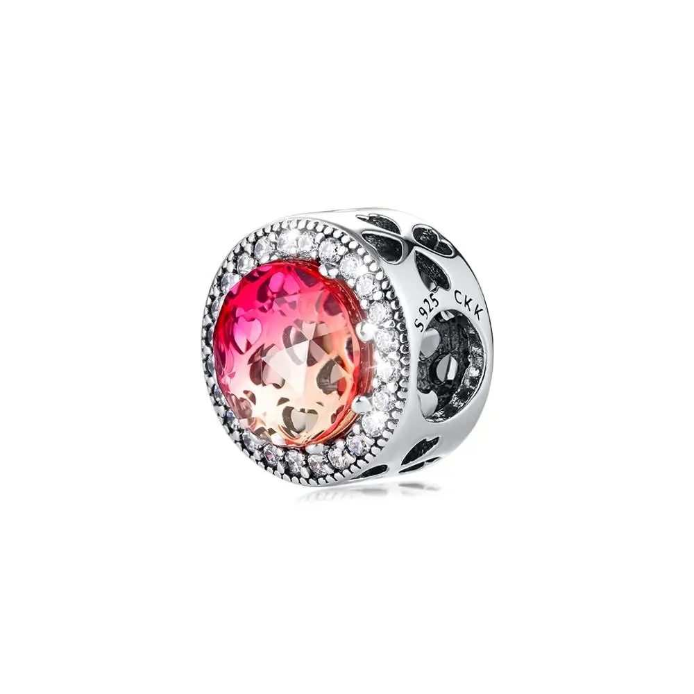 

DIY Fits for Pandora Charms Bracelets Radiant Hearts Beads with Coloured CZ 100% 925 Sterling-Silver-Jewelry Free Shipping