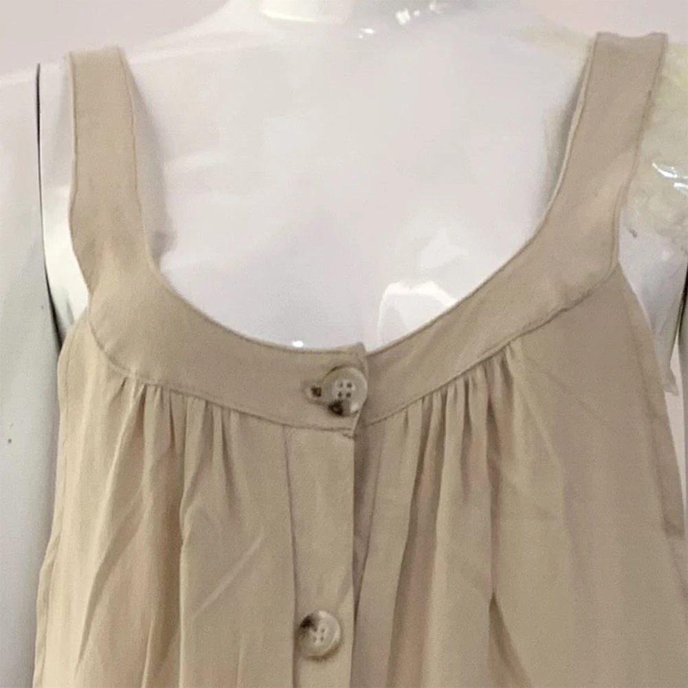 Комбинезон женский однотонный из хлопка и льна с карманами на пуговицах 5xl |