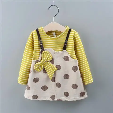 Girls Dress Spring Autumn Children Fashion Long Sleeve Cotton Fake 2pcs Dresses For Baby Kids Party Princess Clothes | Детская одежда и
