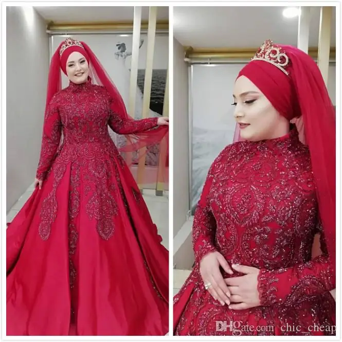 2019 арабское Асо Эби мусульманское кружевное вышитое бисером свадебное платье с