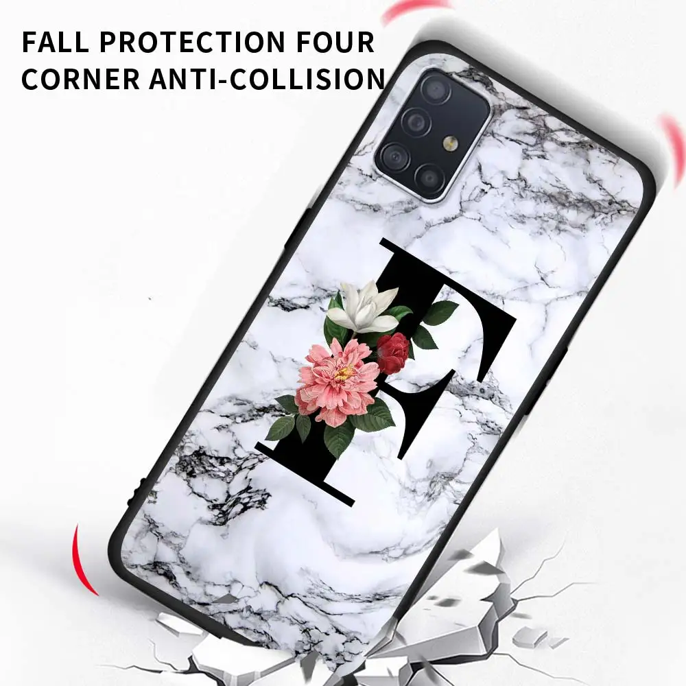 

Fashion Marble Letter Phone Case For Samsung Galaxy A51 A71 A21S M31 M31s M30s A31 A41 A11 A01 M51 Soft Matte Coque Back Cover