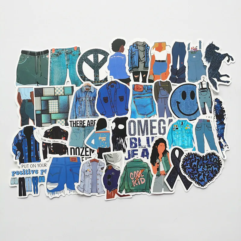 35 шт. водонепроницаемые синие джинсовые наклейки для ноутбука мотоцикла