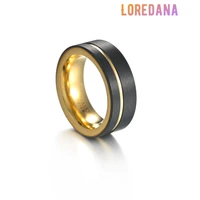 loredana fashion tungsten steel jewelry delicate simple line drawing process two color stainless steel ring for men r1080