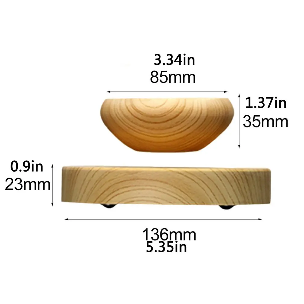 

Free Shipping Magnetic Suspended Potted Plant Wood Grain Round LED Levitating Air Plant Pot For Home And Office Decor Craft Gift