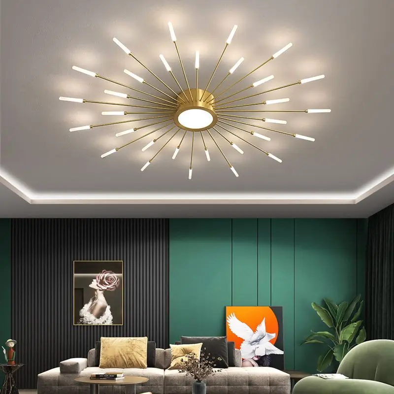 売る ポストモダンのクリエイティブなリビングルームの天井ライト高級銅シンプルなスパイラルひまわりの形のシュノーケル