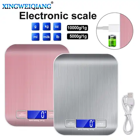 Электронные кухонные весы, точный прибор из нержавеющей стали с USB, максимальный вес 10 кг/5 кг, для приготовления пищи и выпечки