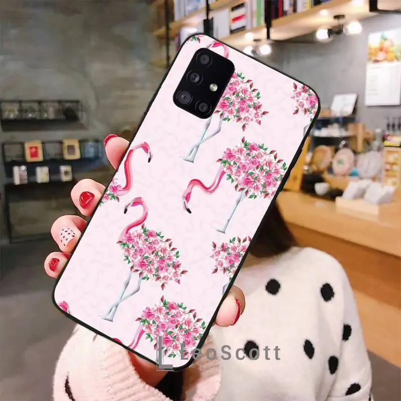 

Pink flamingo Phone Case For Samsung A40 A50 A51 A71 A20E A20S S8 S9 S10 S20 Plus note 20 ultra 4G 5G