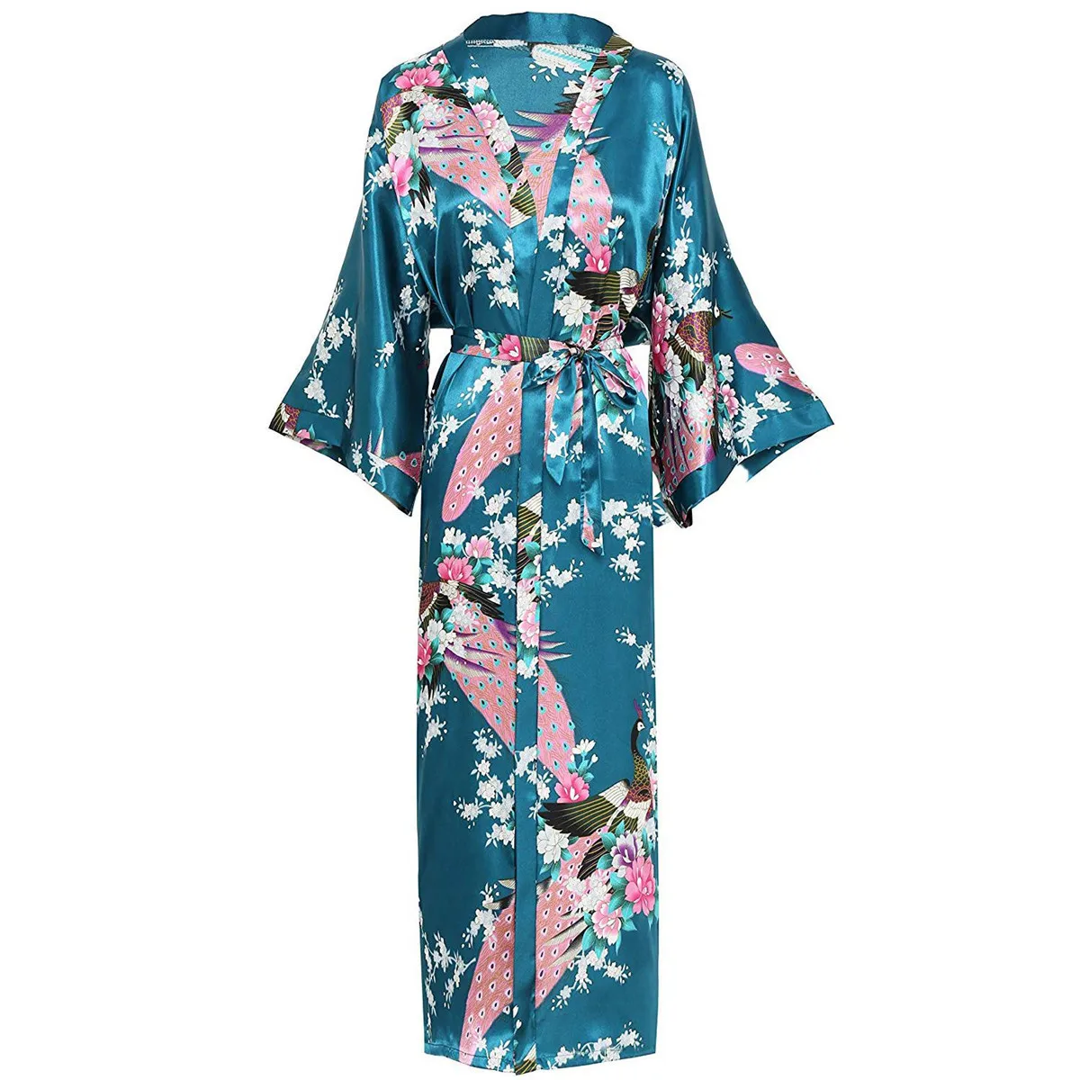 

Sexy Robe Print Flower Kimono Gown Women Half Sleeve V-neck Sleepwear Pajamas With Belt Softy Loose Nightwear Home Dressing