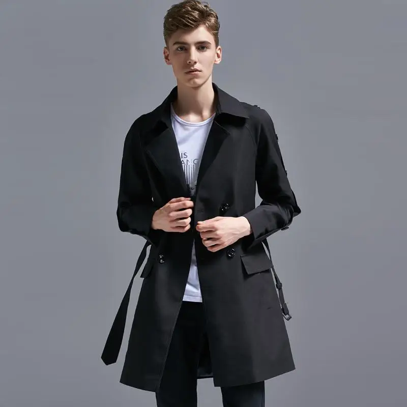 

Belt Coat With Plus Size 5xl 6xl Double Breasted Solid Color Long Jacket Man Hight Quality Black Camel Overcoat Men