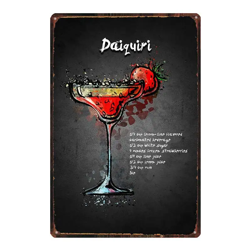 

YZFQ Cocktails Signs Metal Wall Bar Restaurant Gym Home Art Cinema Decor DU-8222B
