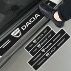 Карбоновая кожаная Автомобильная эмблема, защитные наклейки на порог двери для Dacia Sandero Logan, Duster Dokker слоган Логан Stepway Nova Solenza 2021 A