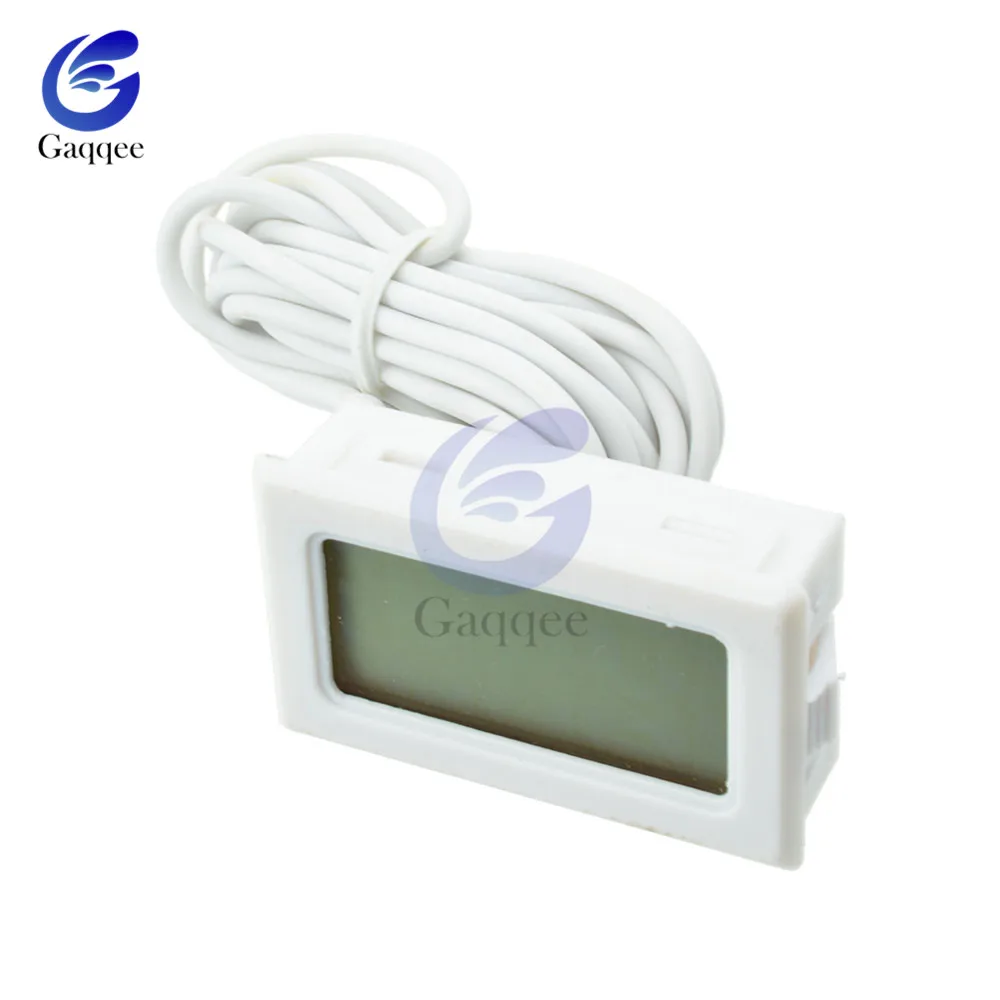 White With 2M Cable Мини цифровой термометр 1 м/2 м кабель зонд, морозильник термометр датчик термограф для аквариума холодильник комплект Chen бар использовать - Цвет: White With 2M Cable