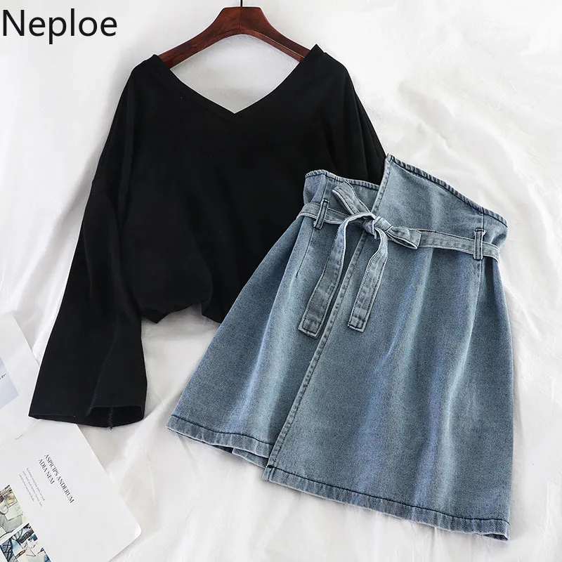 Модный осенне весенний комплект Neploe из 2 предметов Женская однотонная блестящая