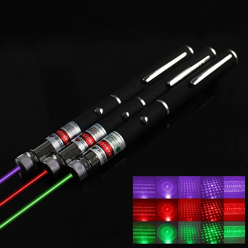

6in1 5mw 405Nm 530Nm 650Nm Red Green Blue Laser Pointer Pen Laser Flashlight + 5 Star Caps Beam Light ,Aperture, Kaleidoscopic