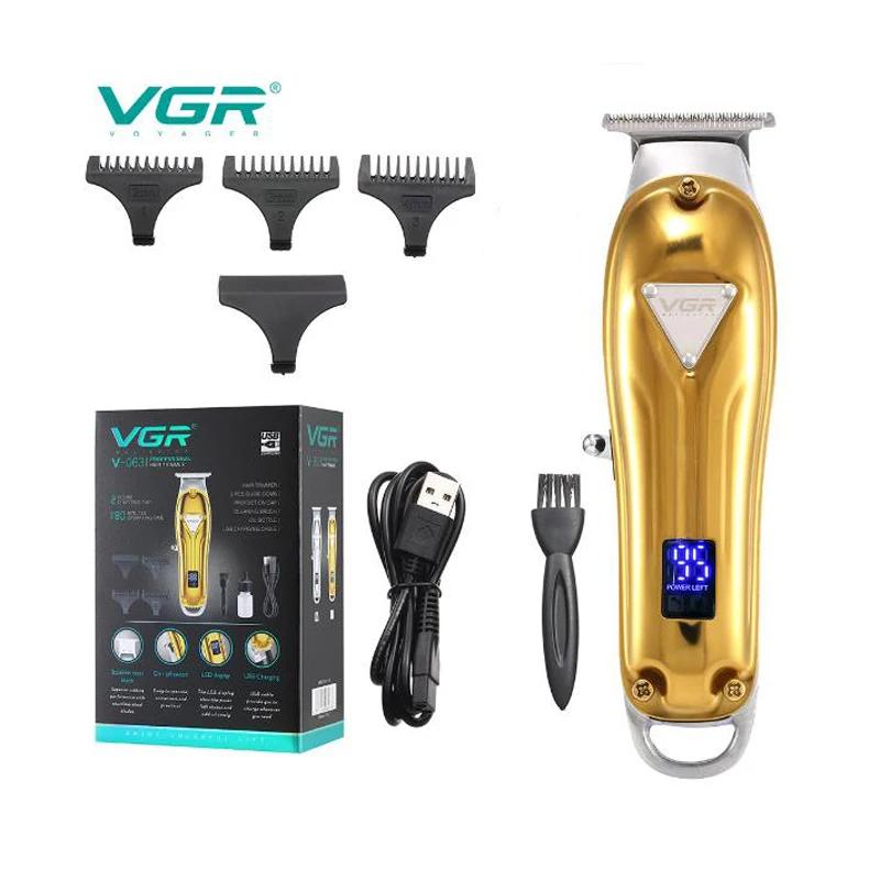 

VGR hair trimmer V-063 USB rechargeable hair clipper oilhead clipper hair carving push white 8W powerful haircut machine LCD