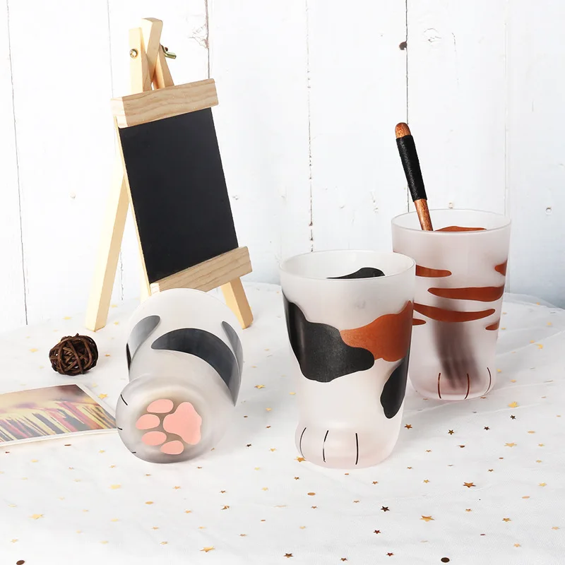 Новинка чашка в виде кошачьей лапки из молочного стекла матовая Милая креативная