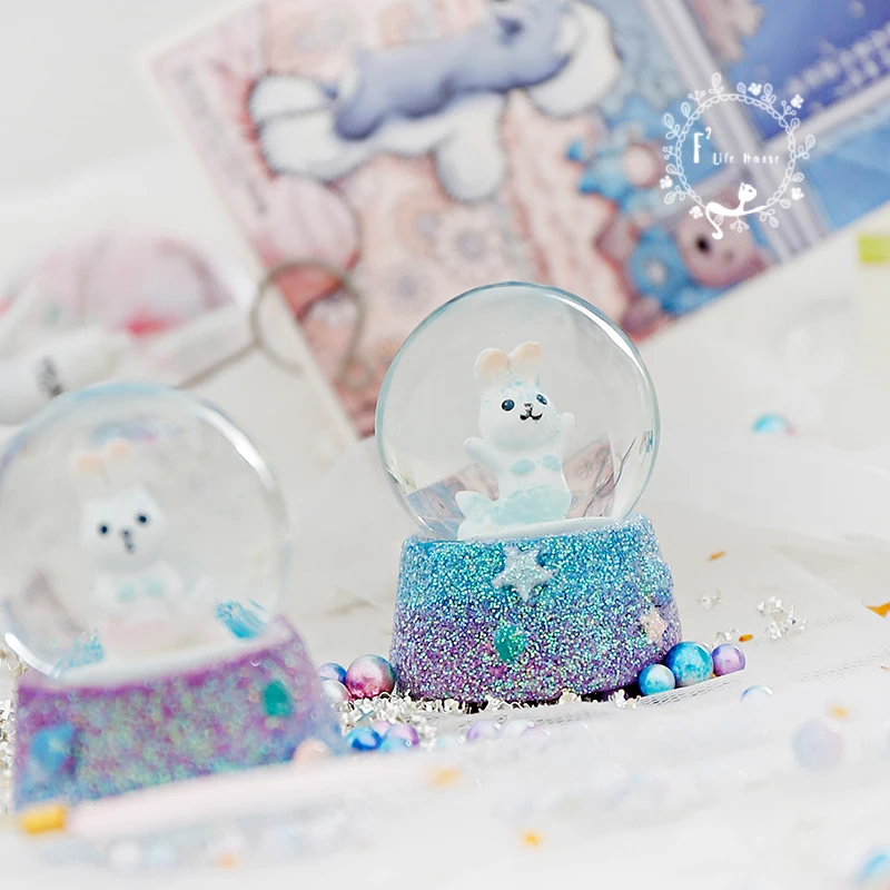 

Girl heart dream mermaid bunny gold resin crystal glass ball ornaments