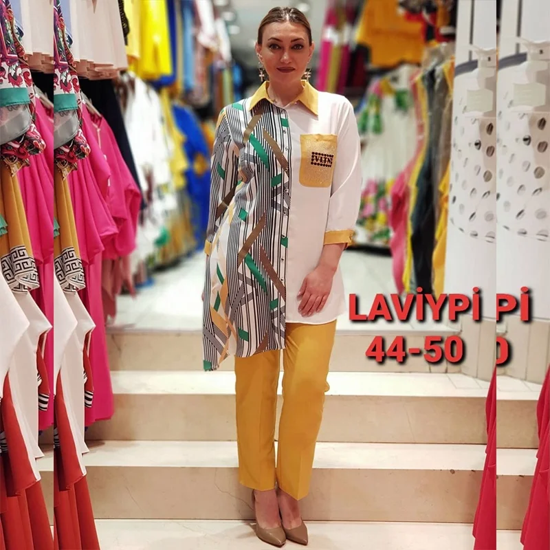 

Cyalaa новый высококачественный Яркий Женский комплект из двух предметов: блузка с длинным рукавом и длинные брюки