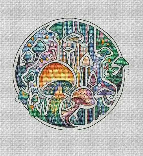 

6-Oranges and anise Counted Cross Stitch Kit Cross stitch RS cotton with cross stitch Round mushroom