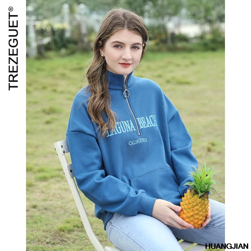 

Half Open Collar Sweater Women's Plush 2021 Spring Women's New Loose Fitting Pullover Korean Cotton Letter Coat 8075