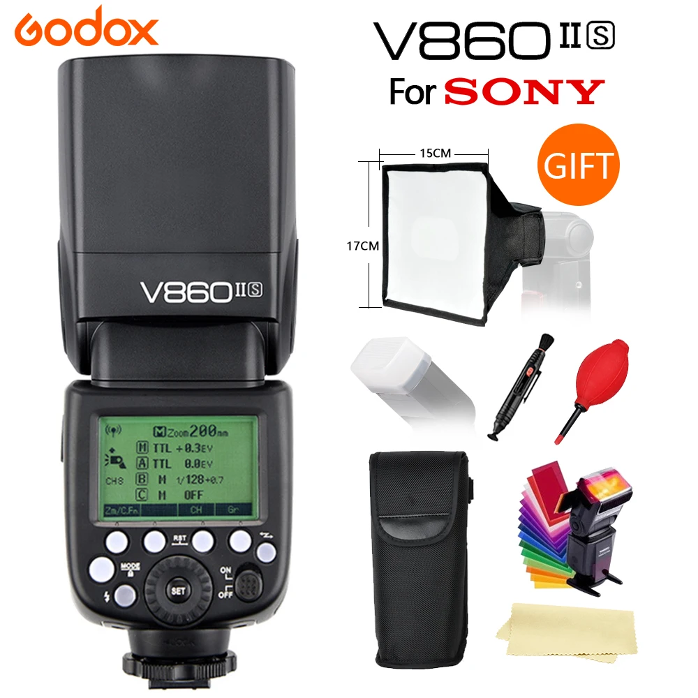 Godox V860II-S Camera Flash speedlite TTL HSS 2.4G Li-ion Battery for Sony DSLR Cameras+SUPON Free Gift Kit