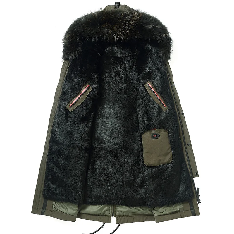 Пальто из натурального меха норки с подкладкой теплая парка мужская зимняя