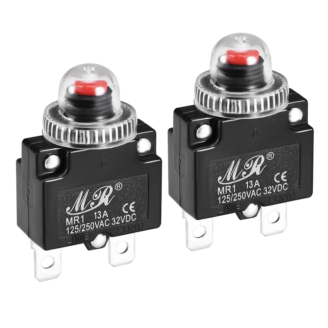 Uxcell Термальность размыкатели цепи 13A 125/250V переменного 32V DC Кнопка сброса