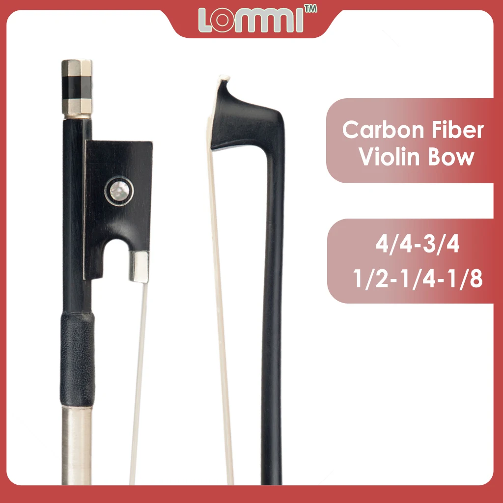 LOMMI 4/4 3/4 1/2 1/4 1/8 бант для скрипки, бант из углеродного волокна, настоящий конский волос, черное дерево, лягушка, идеальное исполнение, быстрый ...