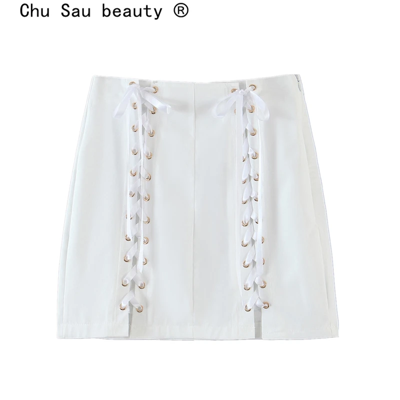 

Женская юбка с высокой талией, однотонная мини-юбка с разрезом, лето