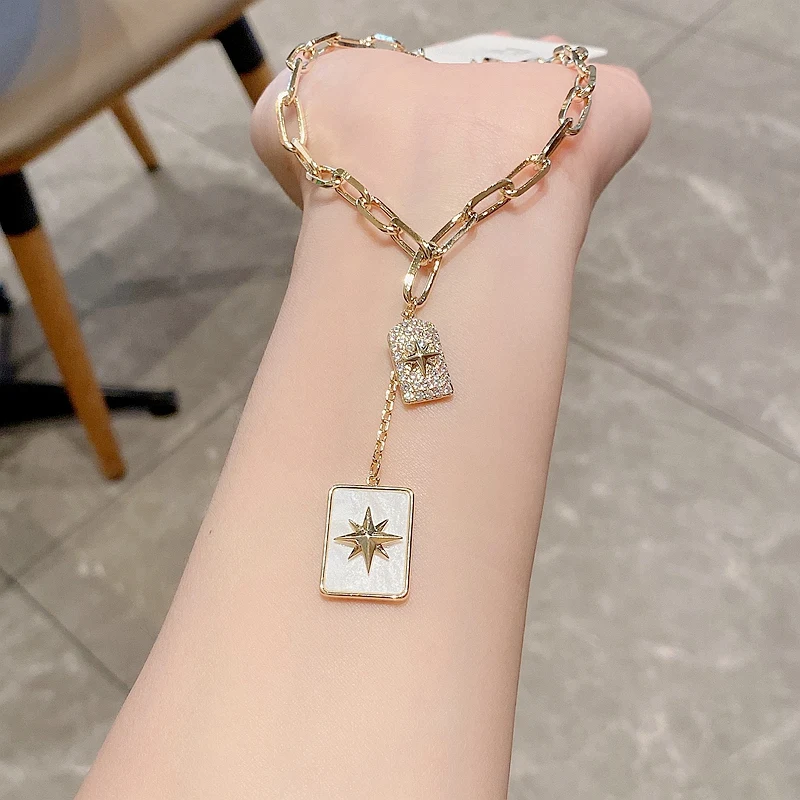 

High Quality Necklace Chain Gold Color Plated Cubic Zirconia Star Pendant Necklace for Women