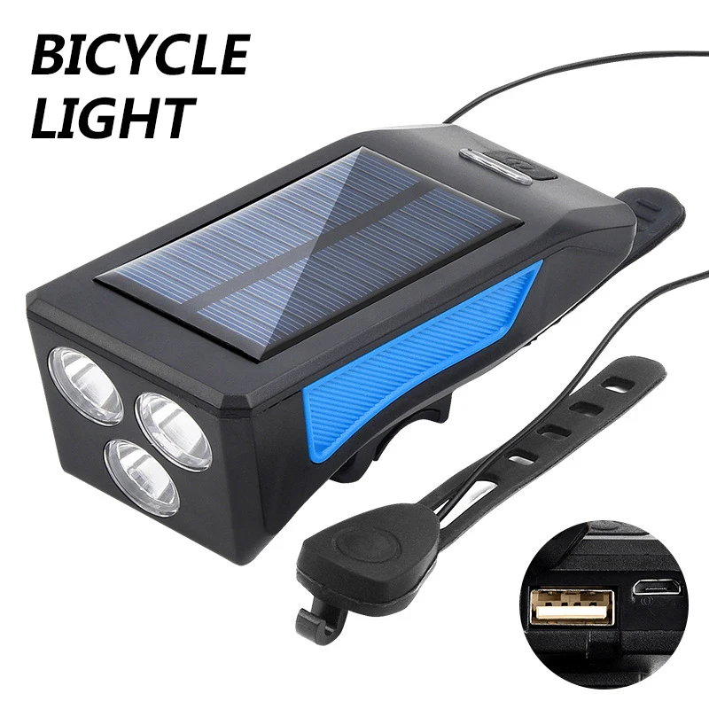 

Solar Bicycle Light Bicycle Headlight Flashlight Night Riding Glare Usb Charging Rainproof Outdoor