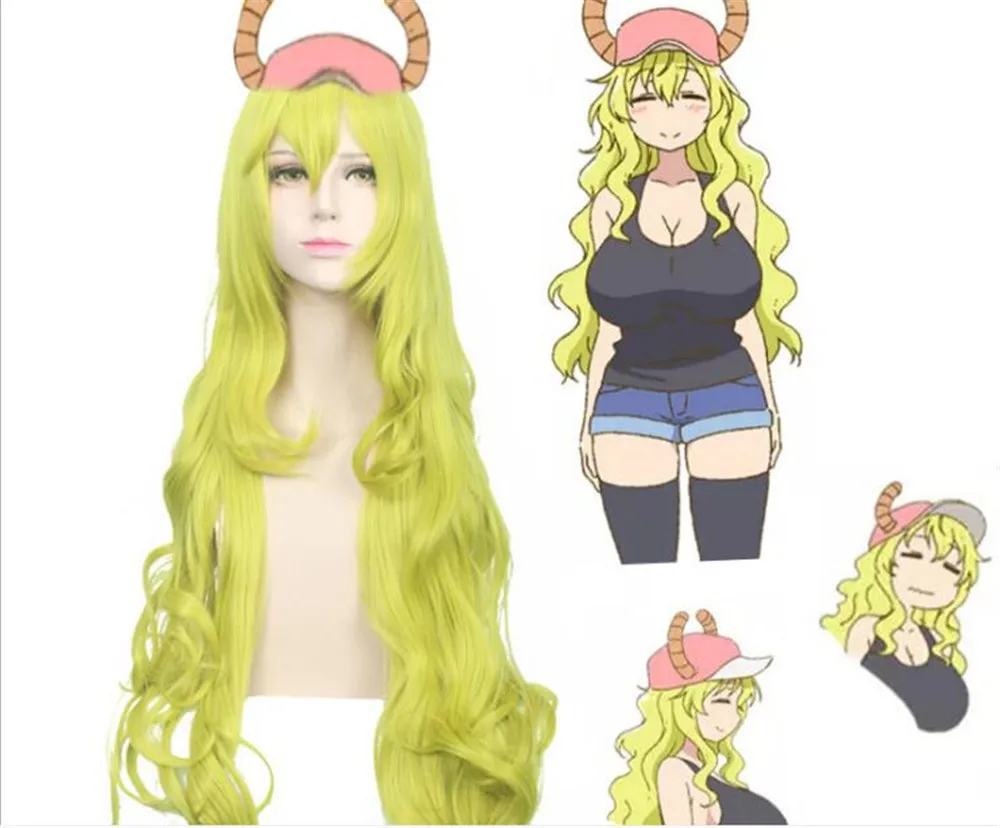 Кобаяши сан Чи нет горничной Дракон Quetzalcoatl Lucoa длинные волнистые Омбре косплей