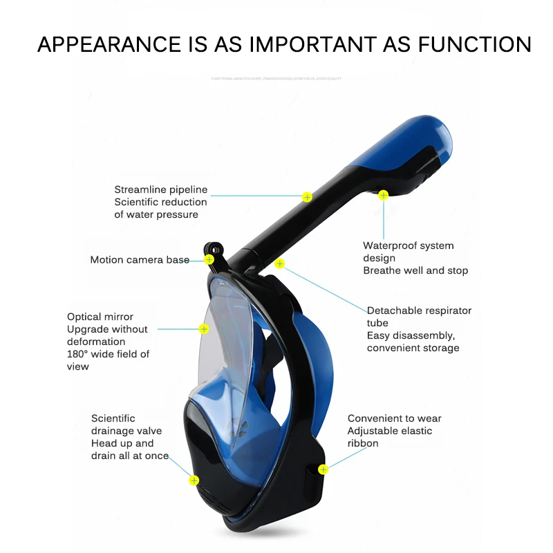 Маска для лица подводного плавания Scuba Водонепроницаемое противозапотевающее