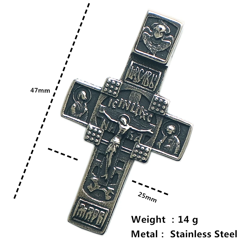 

Unisex 316L Stainless Steel Vintage Cross Pendant Free Chain
