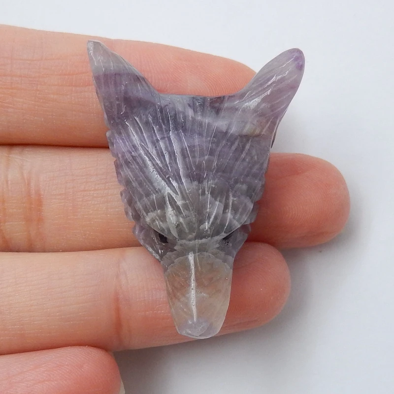 

Полудрагоценные камни, аксессуары для ювелирных изделий, натуральный флюорит, ручная работа, бусина подвеска в виде волчьей головы, 35x27x11 мм,...