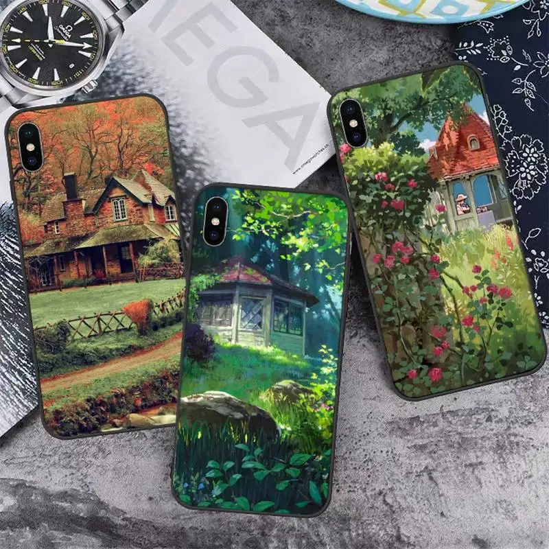 

cottagecore Flower landscape Phone Case for iPhone 11 12 13 pro XS MAX 8 7 6 6S Plus X 5S SE 2020 XR mini