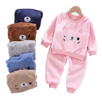 toddler clothes set winter childrens pajamas set baby boy girl flannel warm sleepwear set 2pcs suit outfits kids clothing
