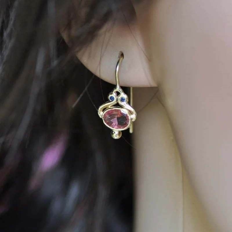 

OMHXZJ EA568 Wholesale European Fashion Hot Fine Woman Girl Party Birthday Wedding Gift Oval AAA Zircon 18KT Gold Drop Earrings