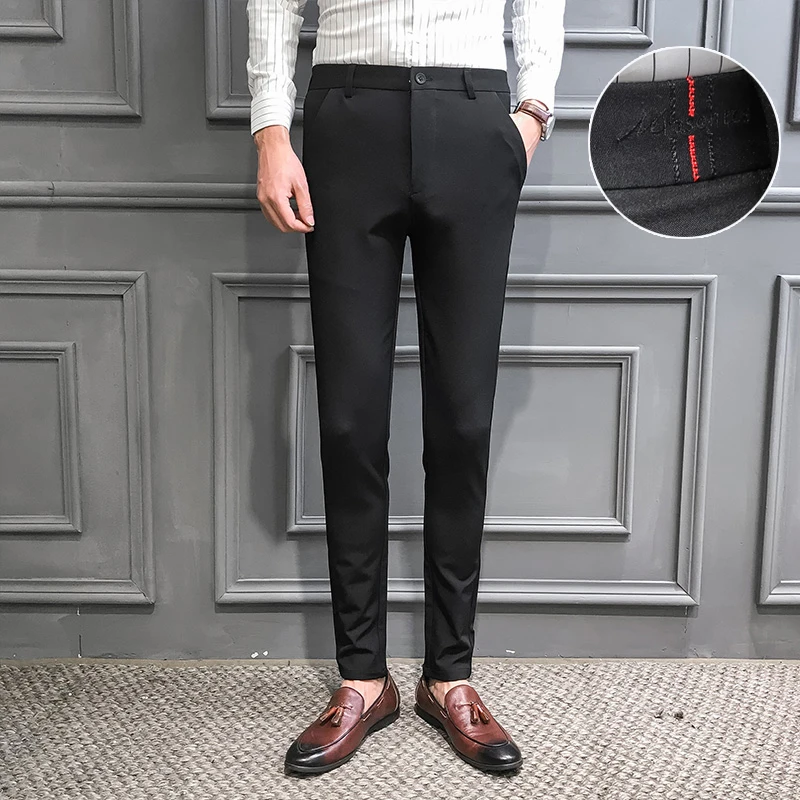 Строгий деловой облегающий костюм брюки мужской для досуга мужские однотонные