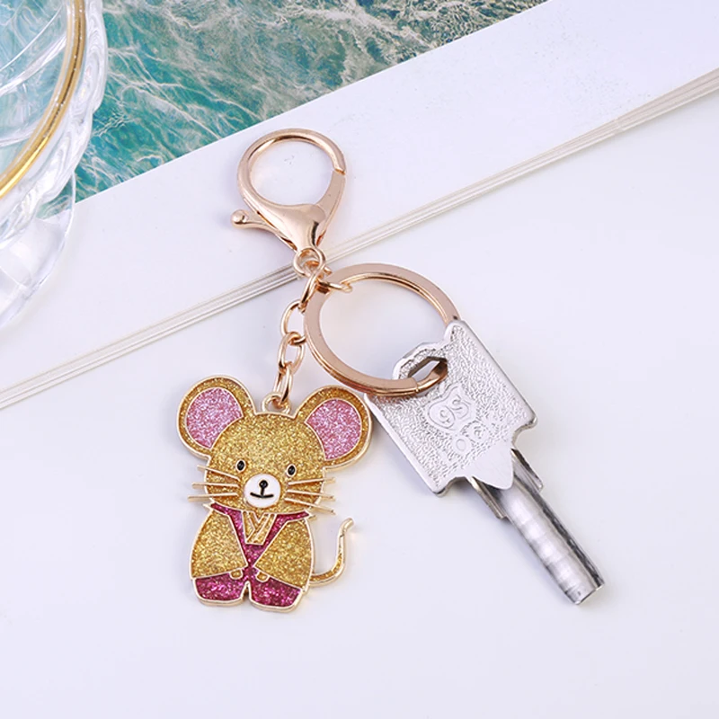 Модный милый металлический брелок-мышь на удачу подвеска в виде сумки животное