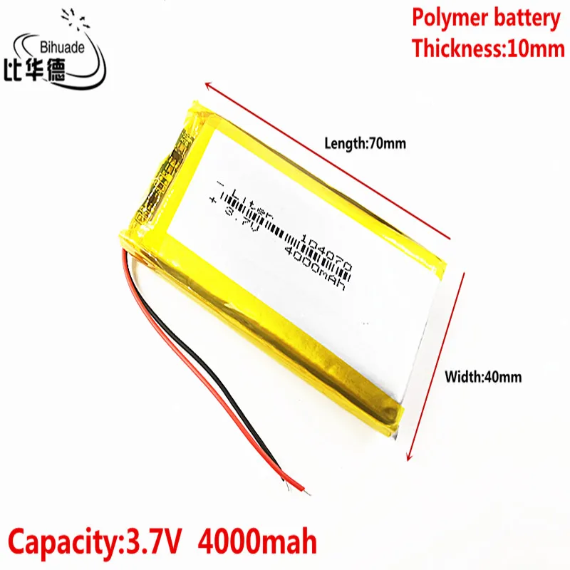 

Литровая энергетическая батарея хорошего качества 3,7 в, 4000 мАч 104070, полимерная литий-ионная/литий-ионная батарея для планшетного ПК, GPS,mp3,mp4