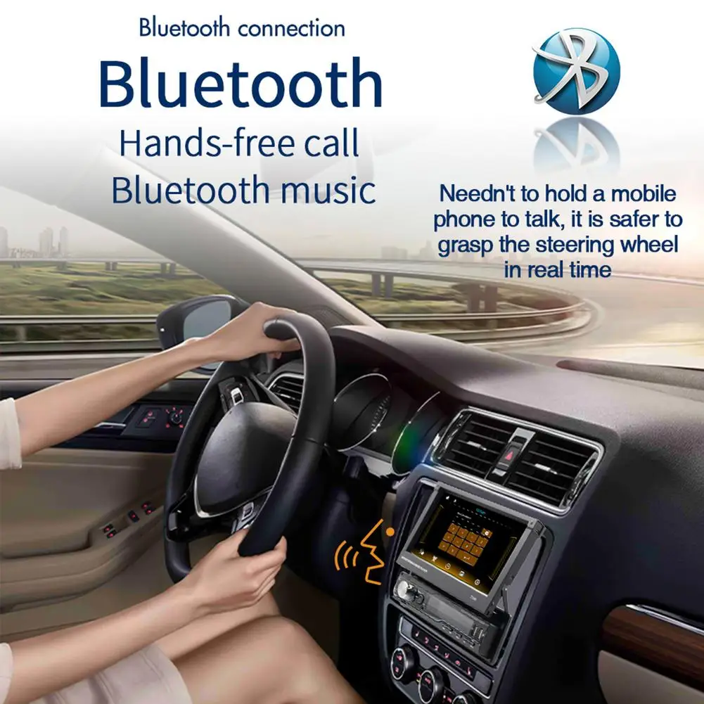 Retractable MP5 Player 1 DIN Apple CarPlay Car Stereo AM/FM Radio Bluetooth GPS Navigation Touchscreen Multimedia | Автомобили и