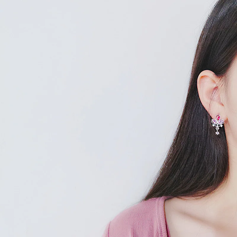 Женские серьги гвоздики с цветами Элегантные корейские вечерние кристаллами