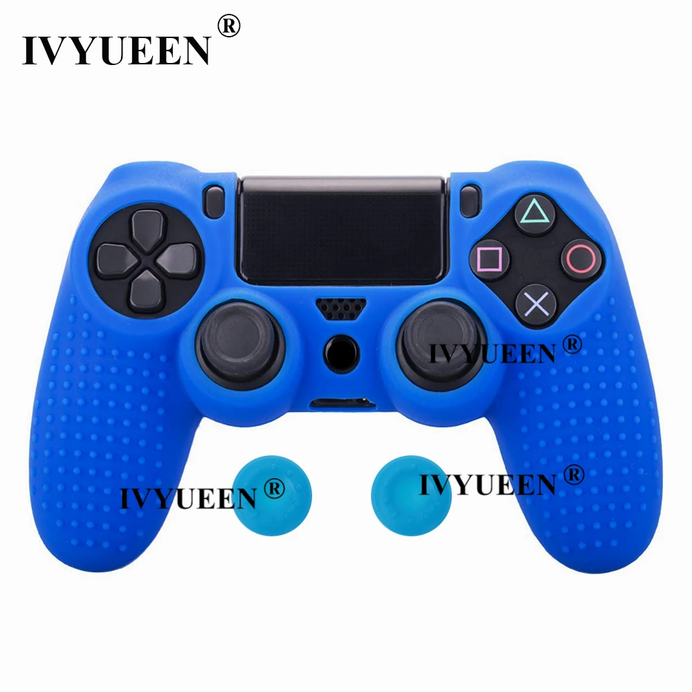 IVYUEEN силиконовый чехол с шипами для sony playstation 4 PS4 Pro тонкий контроллер защитный чехол для джойстика с 2 захватами для большого пальца - Цвет: Темно-синий